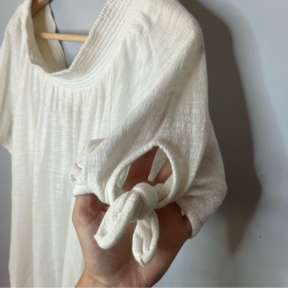 Roxy Bright Blue Sky Off The Shoulder White Cotton Knot Tie Mini Dress Sz M NWT - Picture 8 of 15